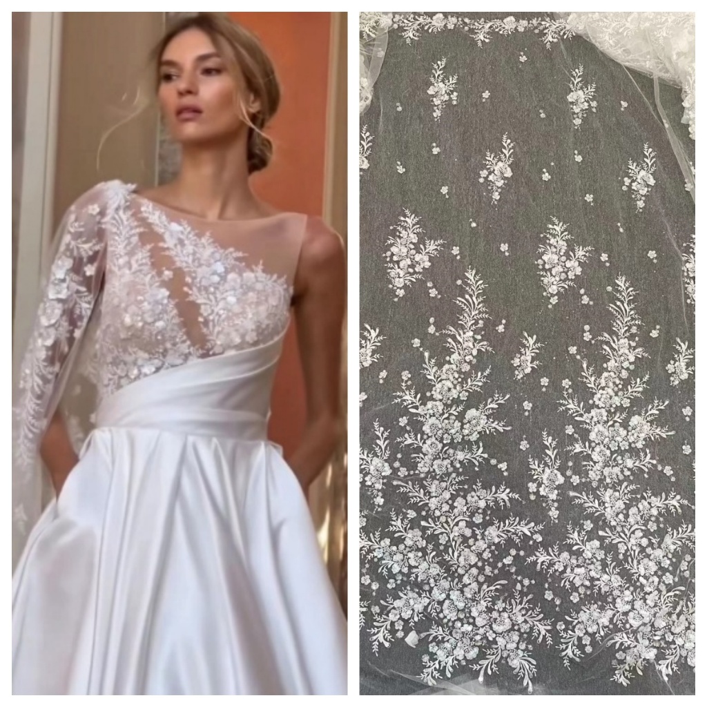 1 Yard Heavy Beads Full Beads Sequins Embroidery Lace Applique Sew Collar  Patch Wedding Gown Bridal Dress DIY For Bridal Dress Wedding Dress | Shopee  Philippines
