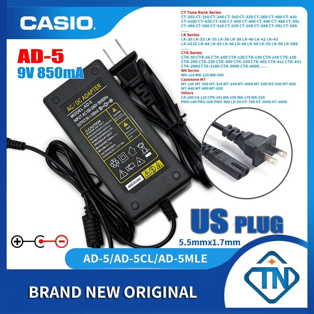9V 850mA AD 5 AD 5CL AC Adapter for Casio CT 680 CT 805 CT 808 CT 810 CT 840 MT 750 Casiotone Keyboard Electronic Piano Power Supply Shopee Philippines