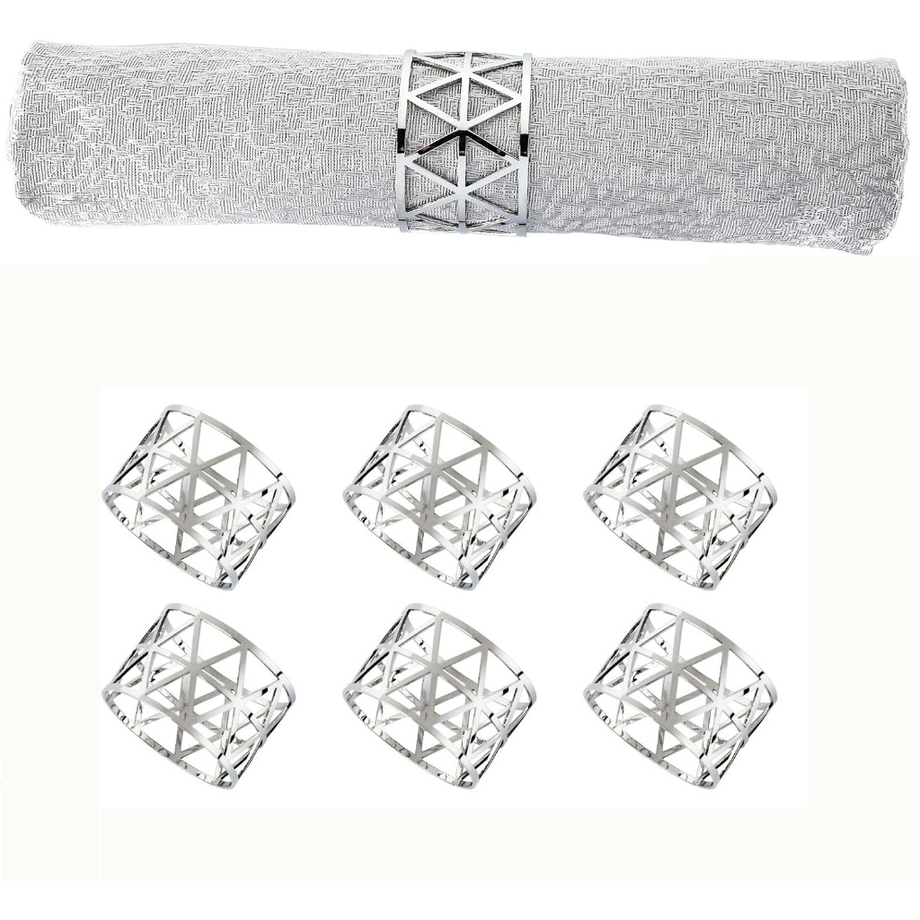 6 PCS Silver Napkin Rings Set Napkin Holders Metal Napkin Ring for ...