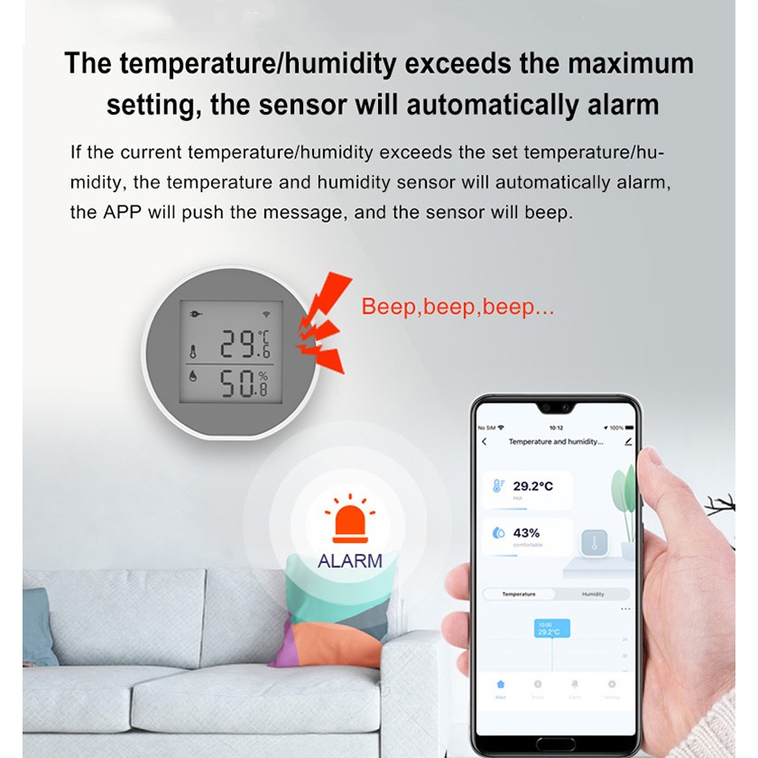 Tuya WIFI Temperature Humidity Sensor Indoor Hygrometer Thermometer ...