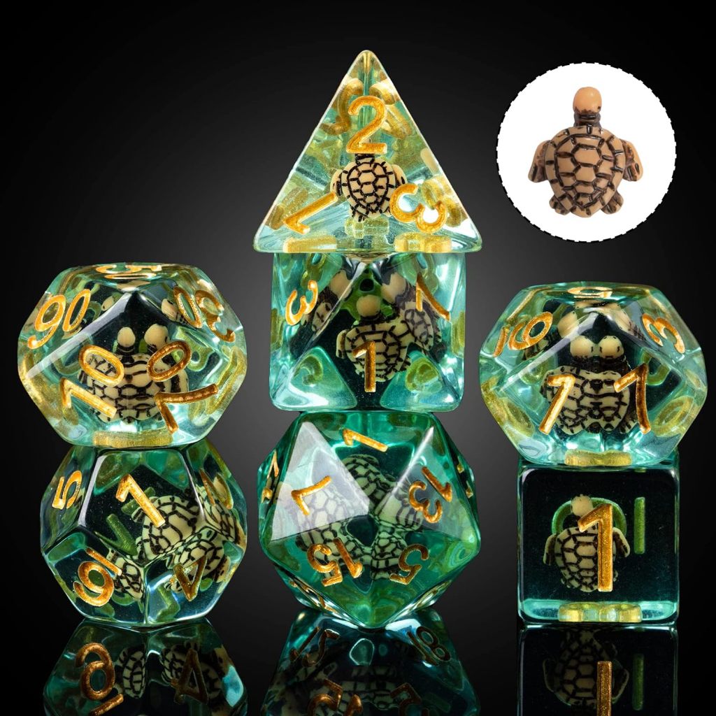 HDdais 7-Piece DND Dice Set With Whale Inside - Polyhedral Resin Dice For Dungeons & Dragons RPG-362377