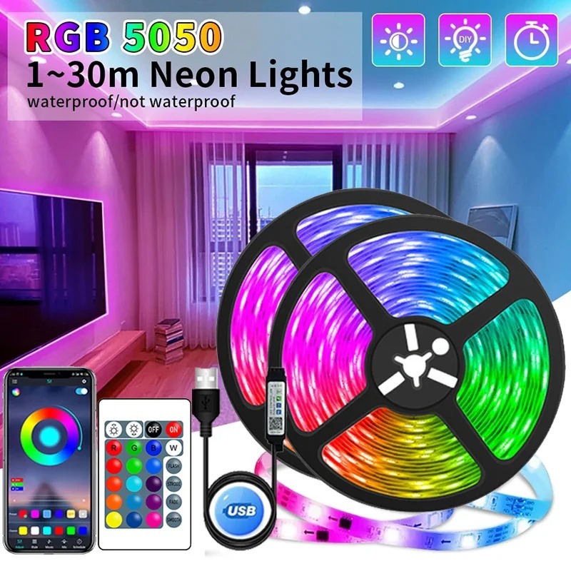 USB LED Strip Lights APP Control Color Changing 5050 RGB Led Light ...