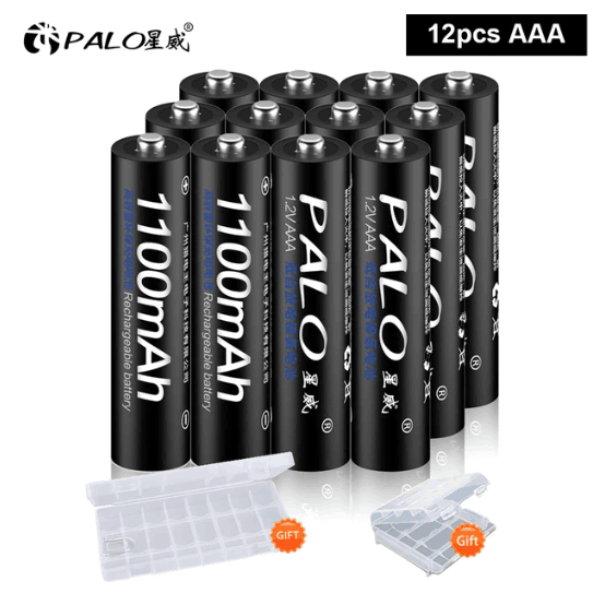 PALO 412Pcs 1100mAh AAA Rechargeable Battery 1.2V NiMH AAA Battery Rechargeable 3A Batteries
