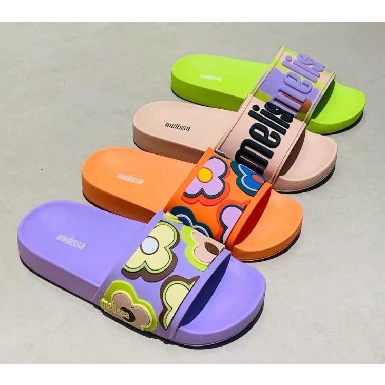 24 New Style Melissa Trendy Color Matching Flat Slippers Lightweight Home  Anti-Slip Fashion Flip-Flo