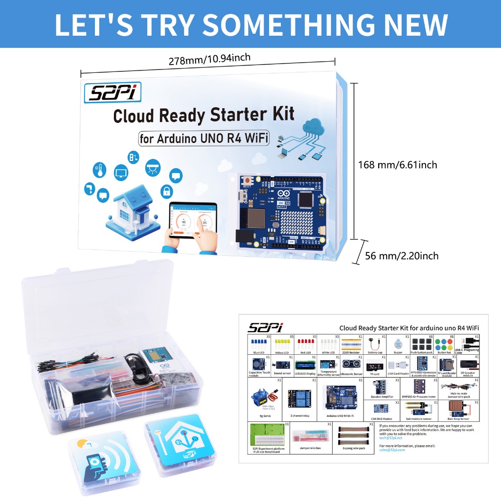 52Pi Cloud Ready Starter Kit for Arduino UNO R4 WiFi IoT Integration ...