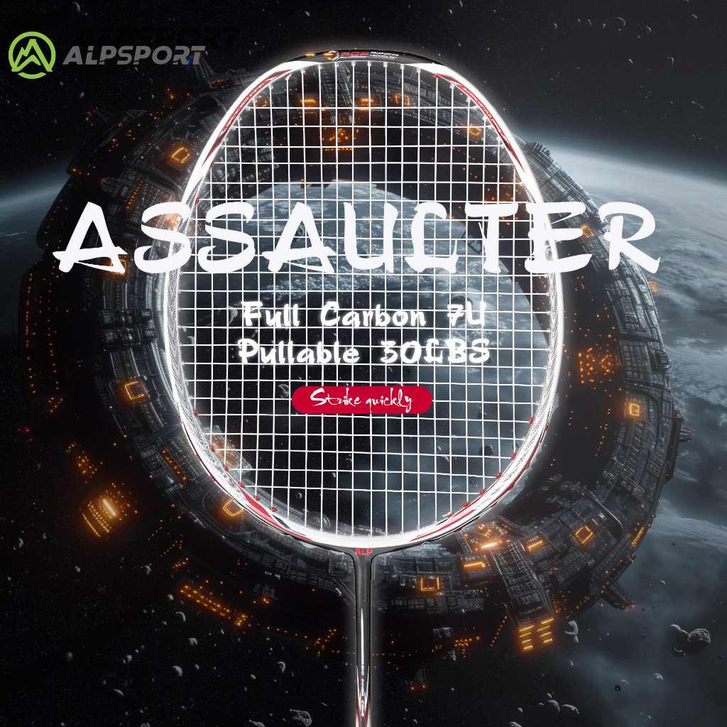 Alpsport Tj 7u G6 30 Lbs White Badminton Racket 100% Full Carbon Fiber ...