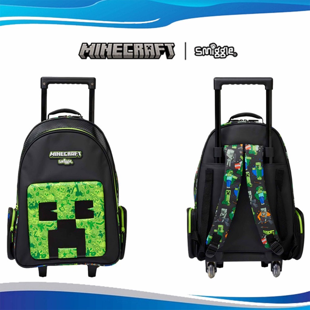 Smiggle Minecraft Trolley Backpack With Light Up Wheels | Shopee ...