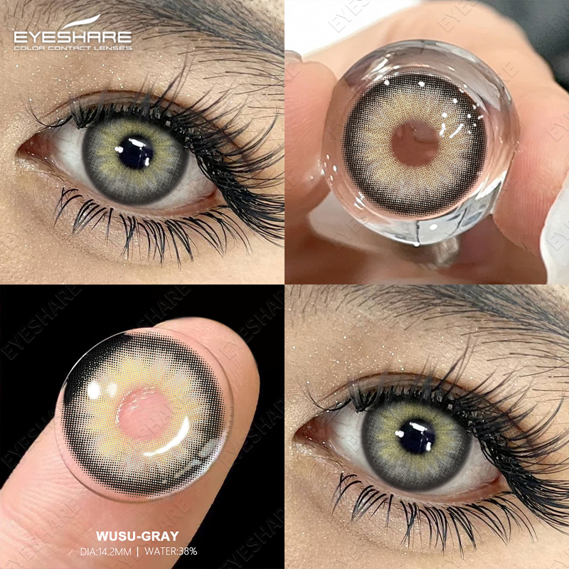 Eyeshare 1pair Contact Lenses Colored Soft Lenses For Eyes Gray Contact Lens 142mm Normal Size 6876