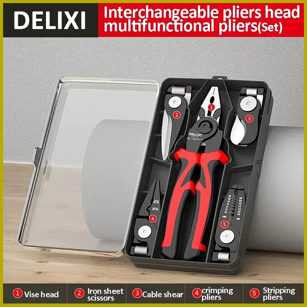 DELIXI ELECTRIC 5 in 1 Multifunctional Wire Stripper Crimper Cutter ...