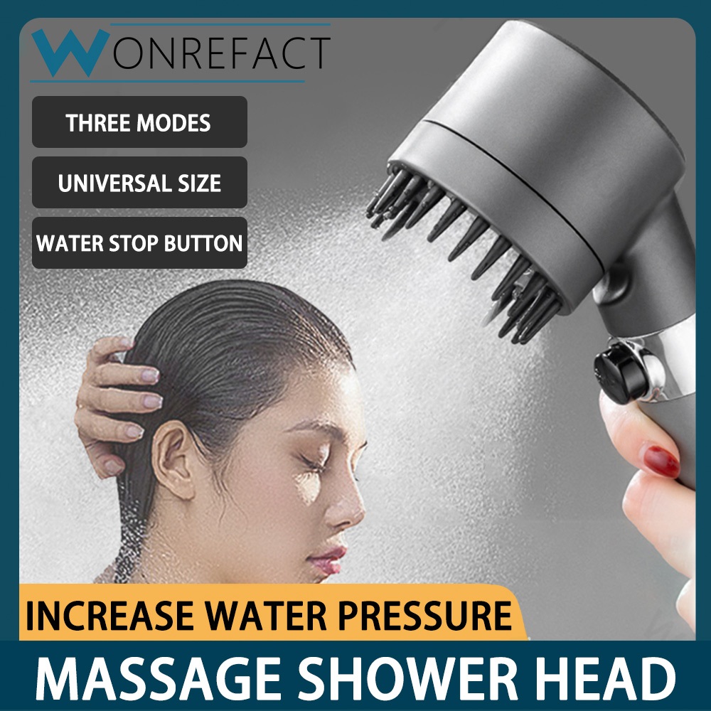 Massage Shower Head 3 Mode High Pressure Water Saving Showerhead With ...