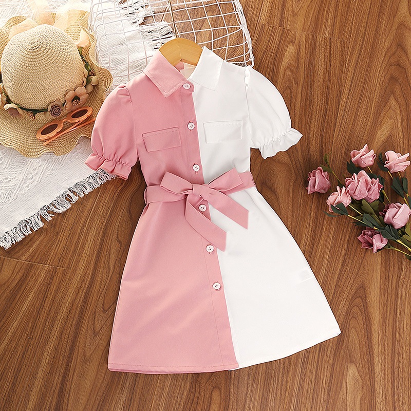 Pink and white casual dress best sale