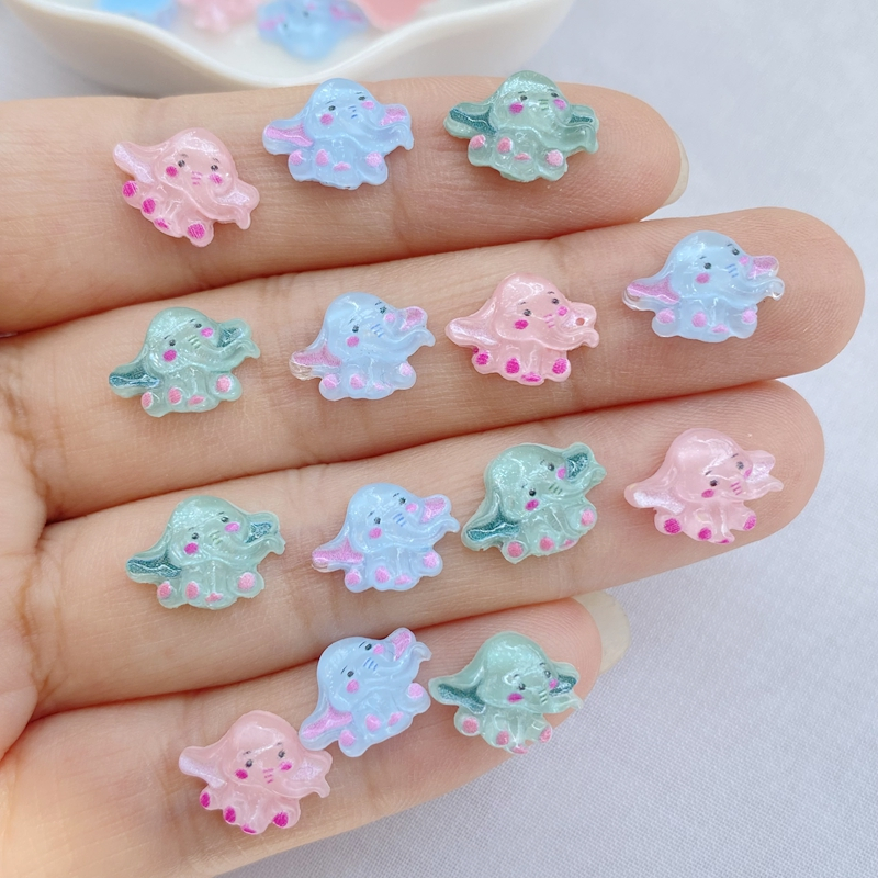 50 Pieces/Set Cartoon Colorful Mini Elephant Manicure Decoration Resin ...