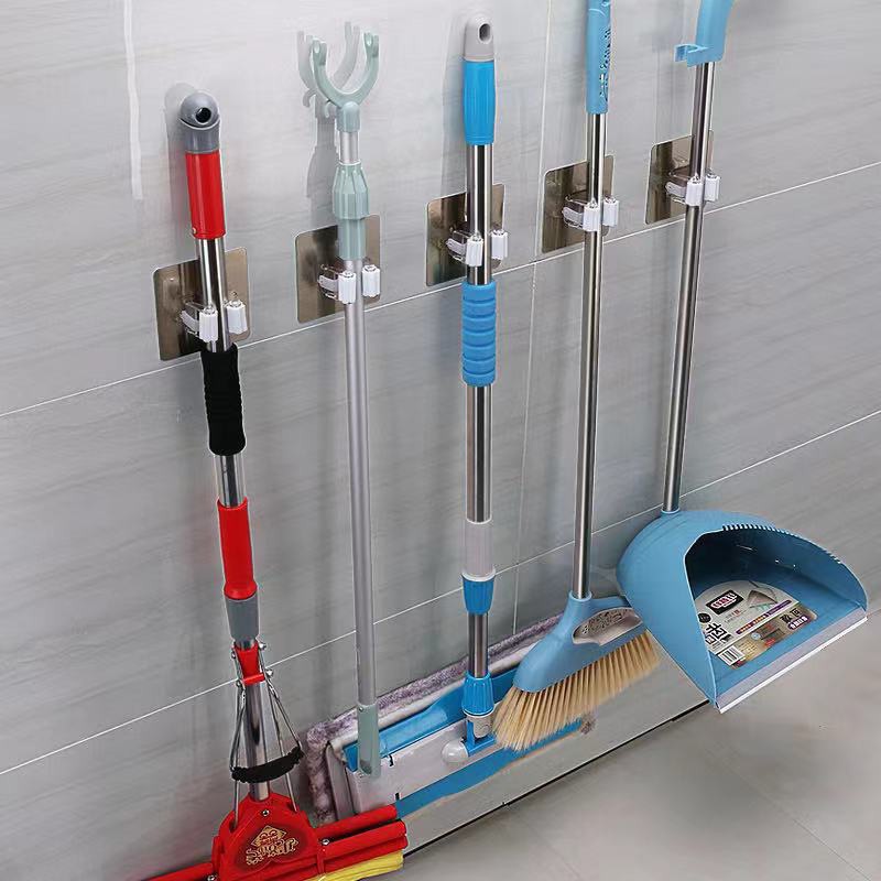 Punch-free Mop Rack Toilet Rack Mop Rack Wall-Mounted Mop Rack Powerful ...