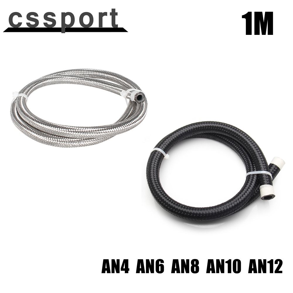 1 Meter AN-8 Dash 8 Black Nylon Steel Braided Hose - Oil & Gasoline Hose