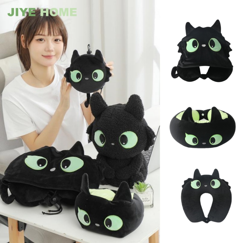 Black Cat Dragon Toothless Deformable Neck Pillow Particle Filled Nap ...