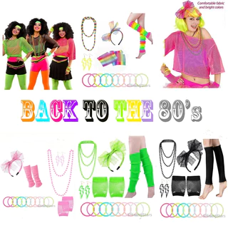 Neon Beads NECKLACE 80s Costume Accessory Bright Rave Fancy Dress - Foto 11