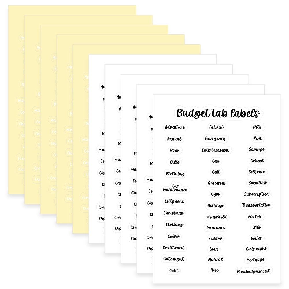 Cash Envelope Label Stickers, 10 Sheets Budget Tab Labels, Clear Vinyl ...