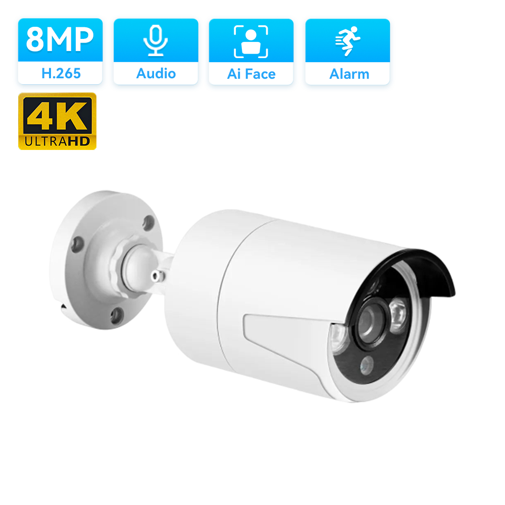 Hamrol 8MP 4K Face Detection Audio IP Camera 48V POE H.265 5MP 4MP AI ...