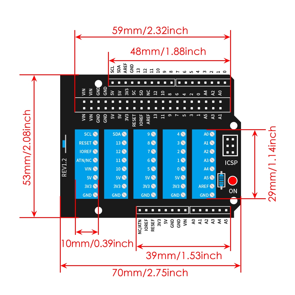 52Pi Screw Terminal Hat for Arduino UNO, GPIO Screw Terminal Block ...