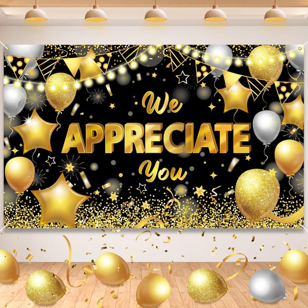 We Appreciate You Banner Decorations Backdrop Thank You Banner Employee ...