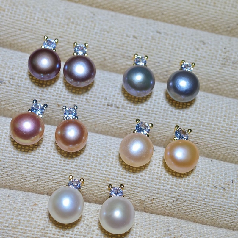 S925 Silver Needle Natural freshwater Pearl Classic Pearl Earrings S925 ...