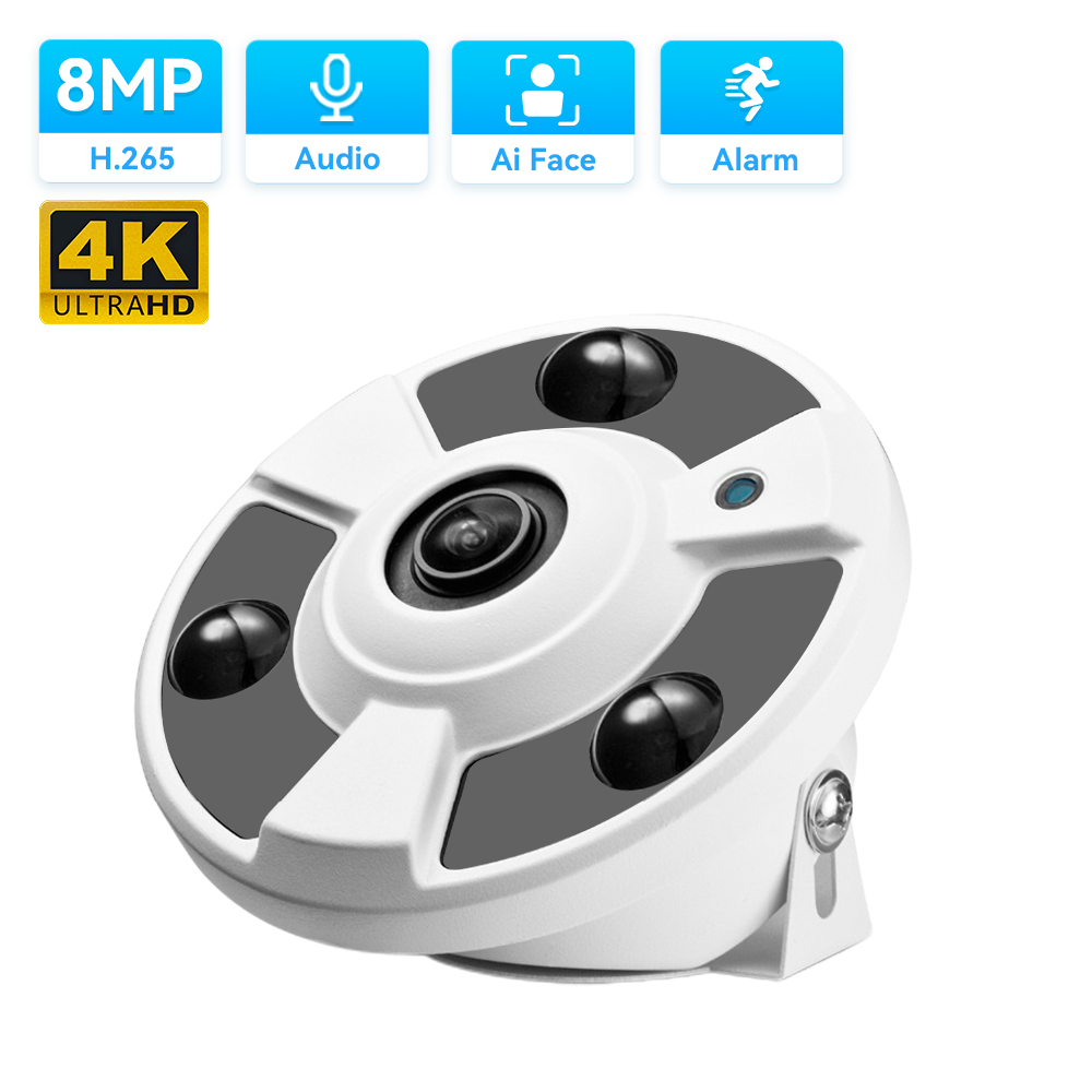 Hamrol 4K 8MP 1.7MM Fisheye Lens Face Detection H.265 5MP 4MP HD IP ...