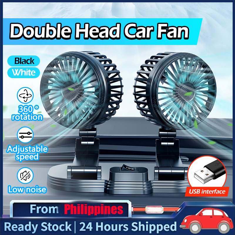 New Upgrade Car Dual Fan 360 ° Adjustable Rotating Fan Air Conditioning ...