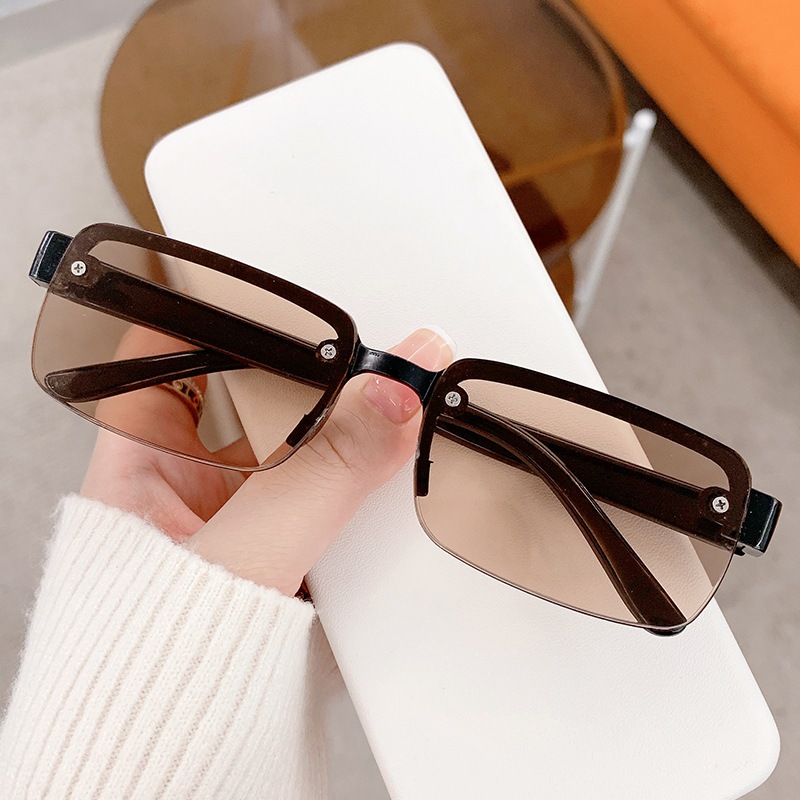 Imitation Crystal Perforated Against Blue Light Half Frame Reading Glasses,  brown white crystal presbyopia glasses for women and men