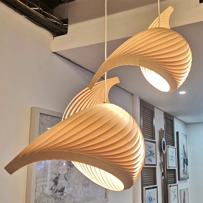 Japanese Creative Conch Art Wooden Chandelier Dining Light Led Modern  Staircase Living Room Decorative Pendant Light