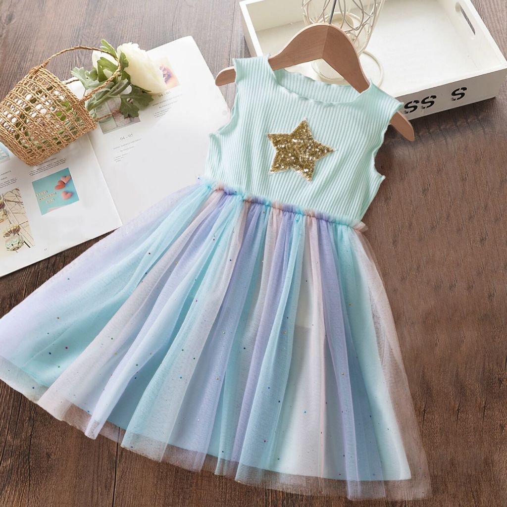 WFRV Kid Girls Summer Dress Princess Girls Mesh Dress Birthday Party ...