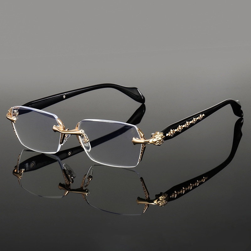 Photochromic Anti Radiation Glasses For Women Men Rimless Transition Frameless Rectangle 5453