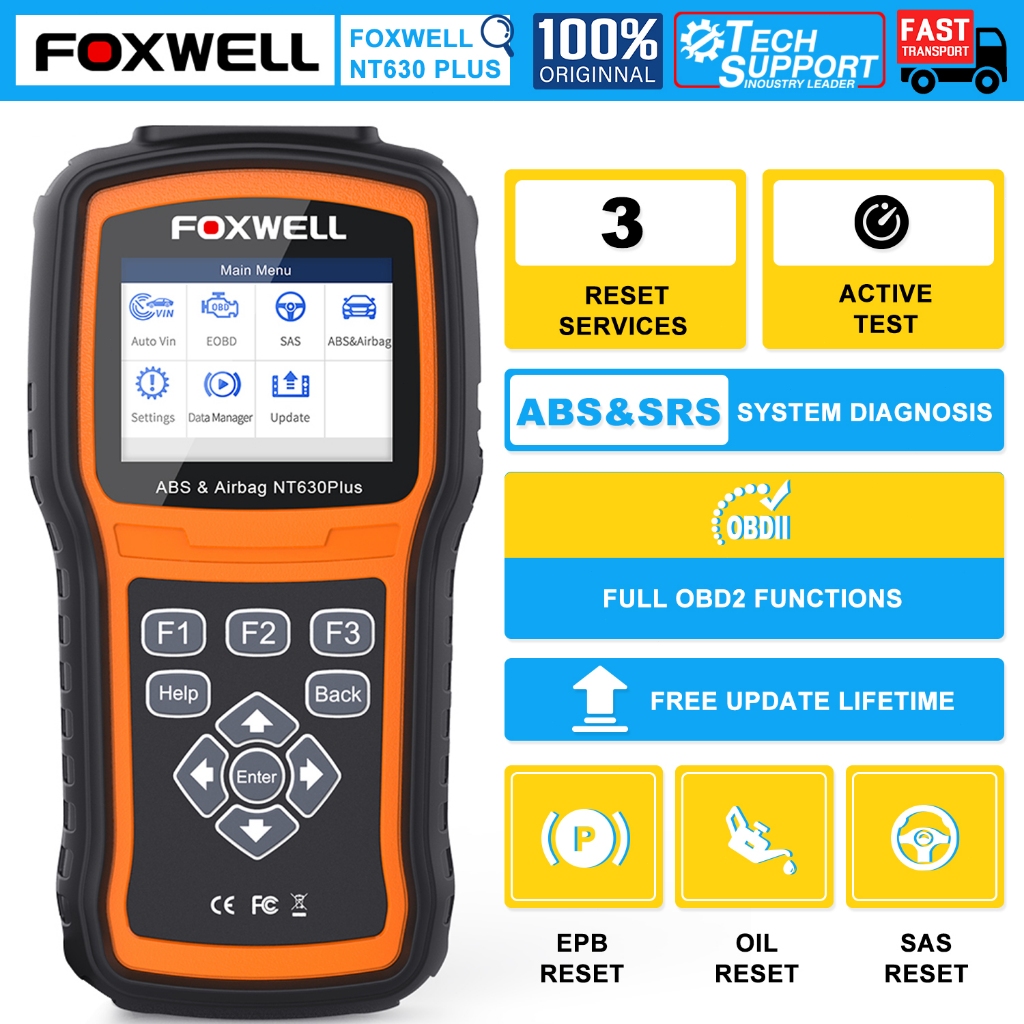 FOXWELL NT630 PLUS Wireless Bidirectional OBD2 Scanner ABS SRS Engine ...