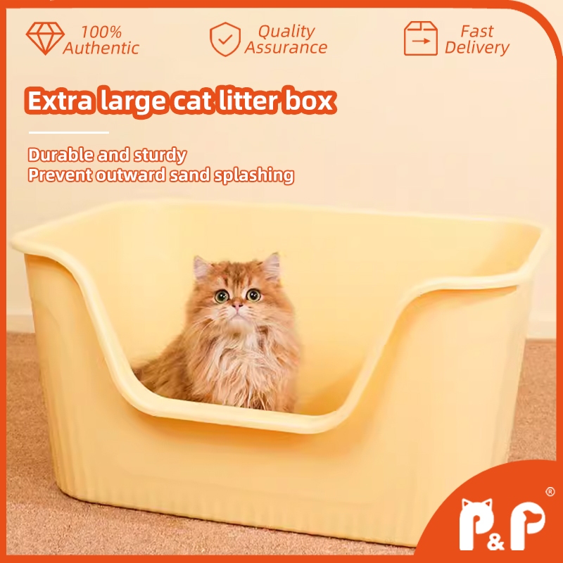 Cat Litter Box，High Sides，Cat Toilet，Large Space Convenience Grips，Easy