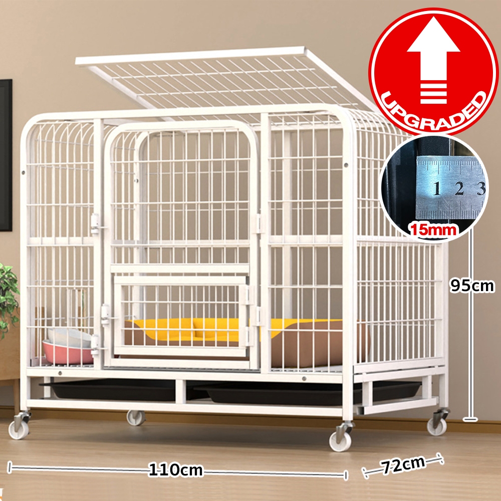 Ready Stock 4XL Dog Cage Upgraded Large Space Heavy Duty Dog Cage Suitable For Large Dogs Husky With Wheels Shopee Philippines
