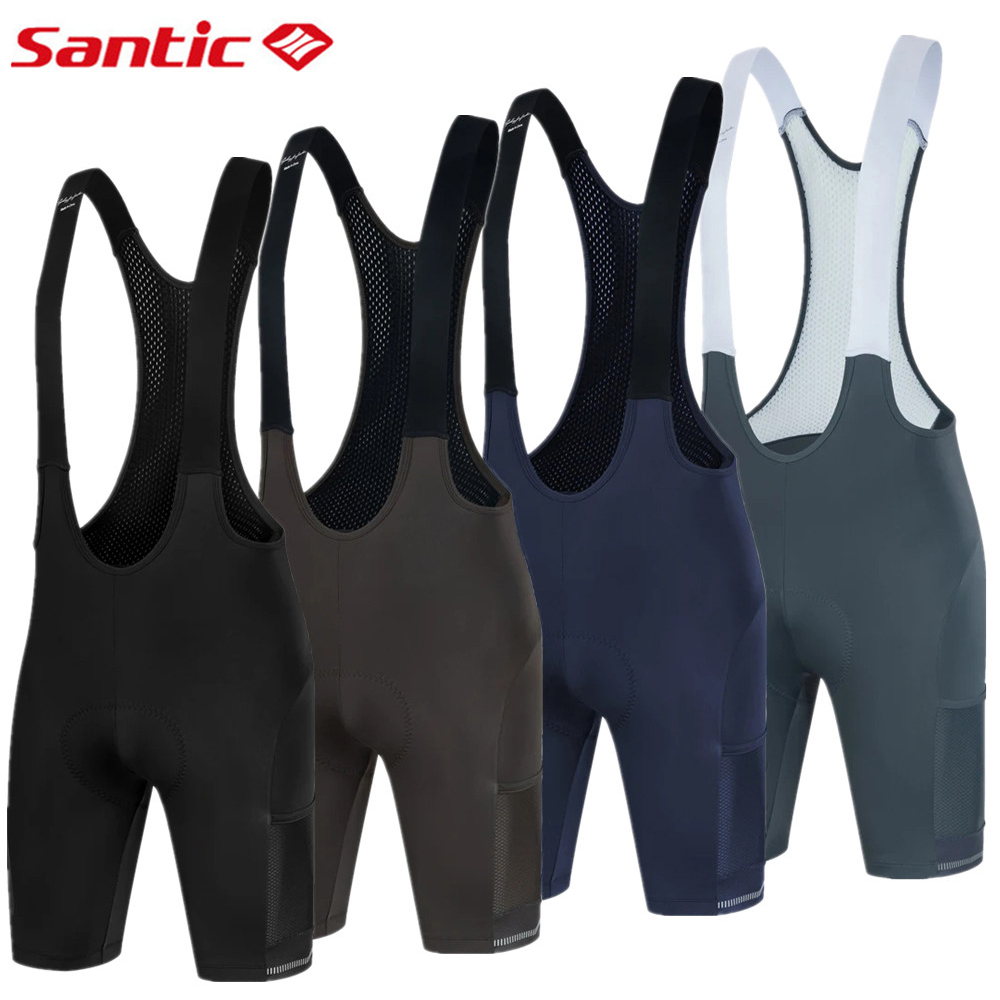 Santic Men Cycling Bib Shorts Hours Riding 4D Padded Shockproof Pockets  Breathable Bike Short Pants