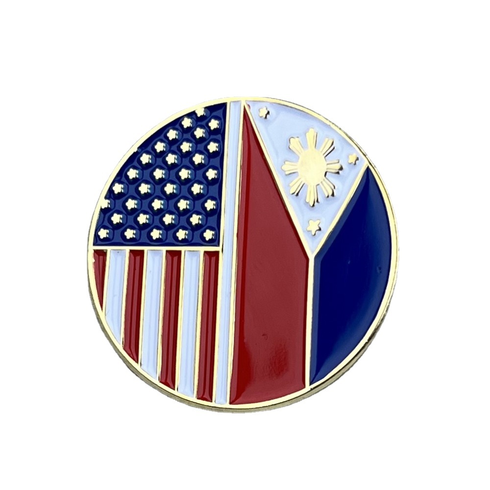 Fashion Accessories Flag of Philippines and USA Enamel Collar Pin Size ...