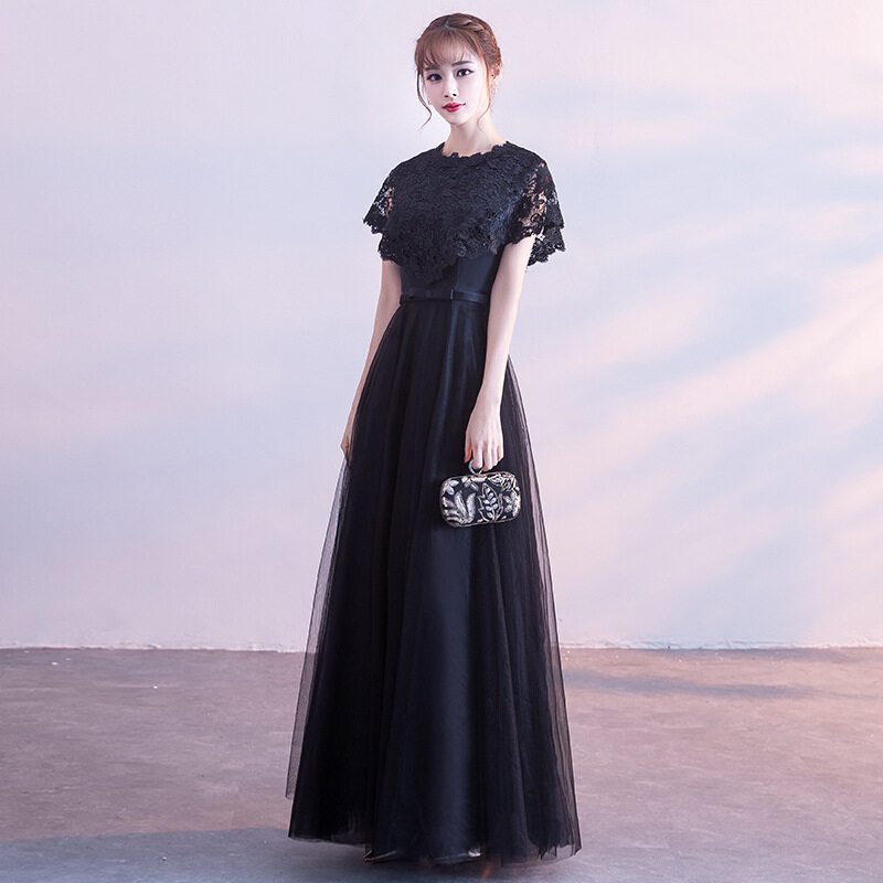 ladies black dresses V Neck High Slit Lace Prom Dresses, Long Black Lace Formal Eveni Size:3xs One shoulder gown – Style:Thigh-Split