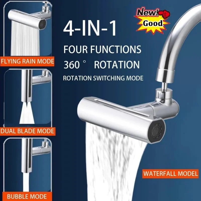 720 Rotation 4 in 1 Waterfall Kitchen Faucet 4-Function Kitchen Sink ...
