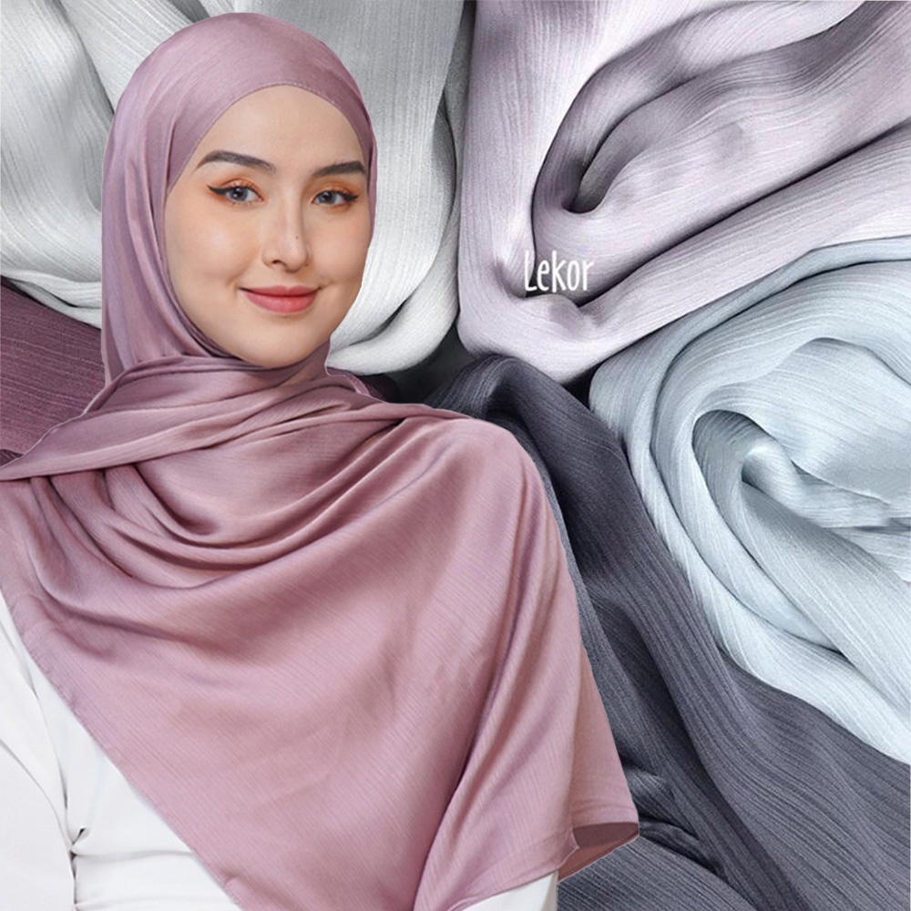 Plain Instant Muslim Women Premium Satin Silk Tudung Shawl / Pinless ...