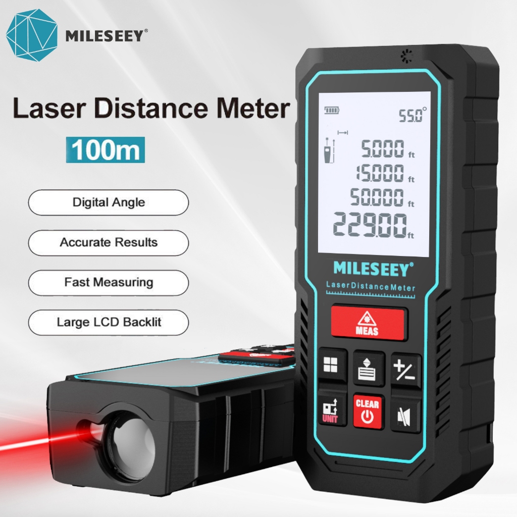 Mileseey Laser Measure Device, 229ft Digital Laser Tape Measure with Upgrade Electronic Angle
