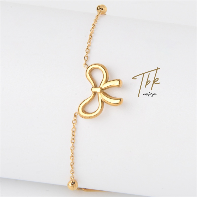 TBK 18K Gold Ribbon Bracelet For Women Accessories Hypoallergenic 1447b ...