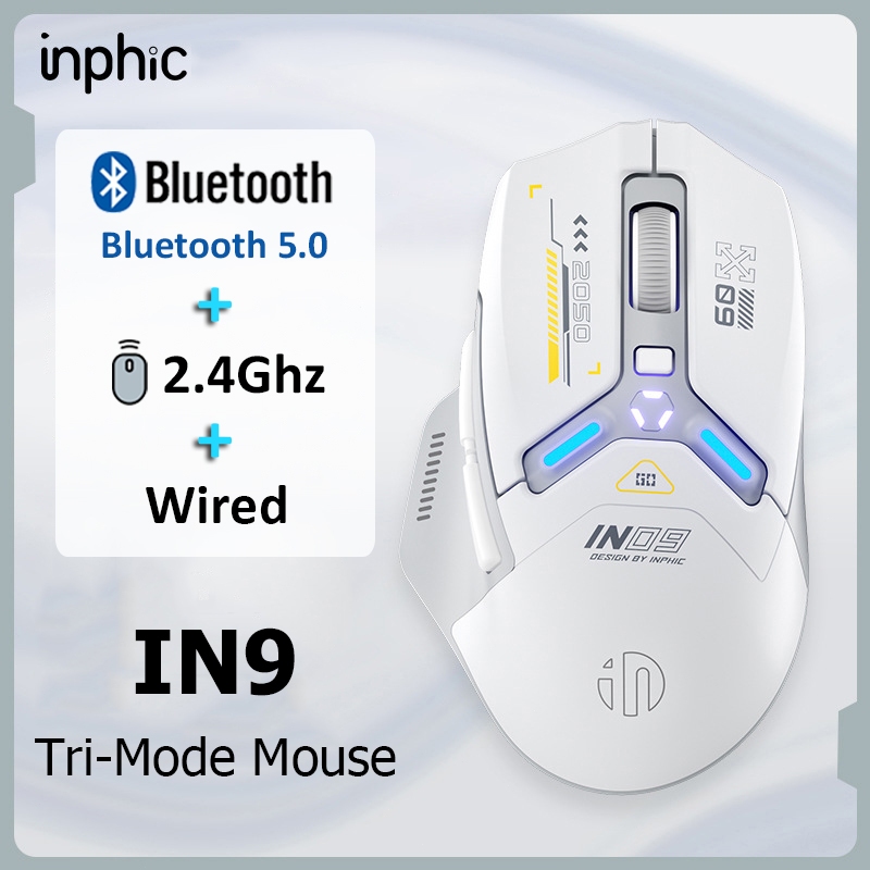 Inphic In9 Wired 2 4g Wireless Bluetooth Tri Mode Mouse Rechargeable Mice For Pc Laptop Shopee