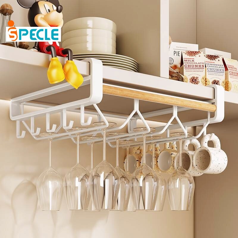Ispecle Under Cabinet Rack Cup Holder Cup Board Hanging Hook Pot Rack ...