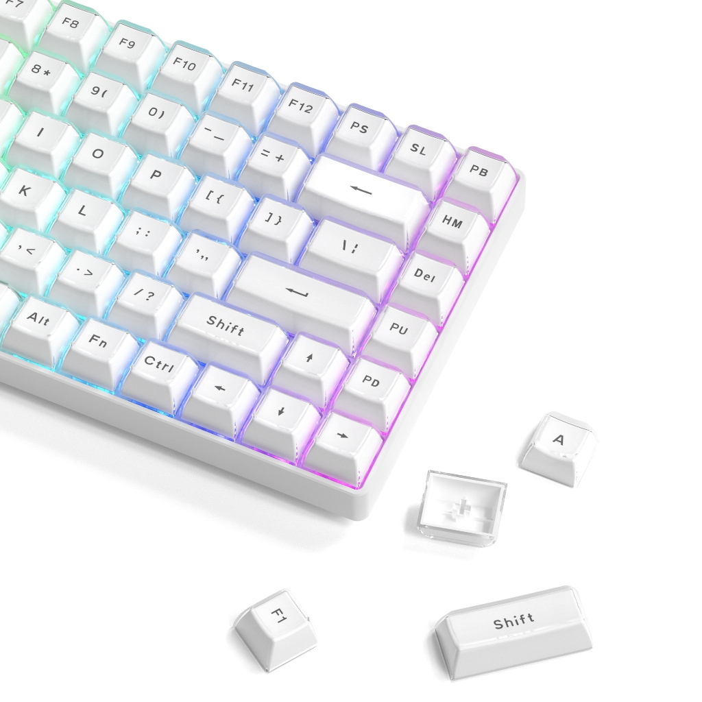 WOMIER 113 Keys Crystal Jello Keycaps OEM Profile PBT Double Shot ...