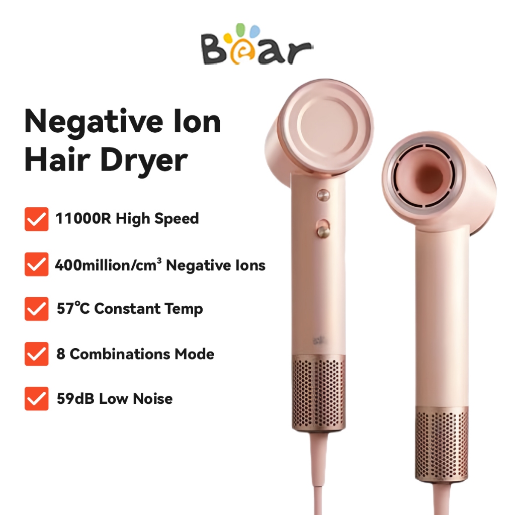 Bear Electric Hair Dryer Hair Blower Negative Ion Professional Salon Hair  Care Beauty Mini Hair Quick Dryer
