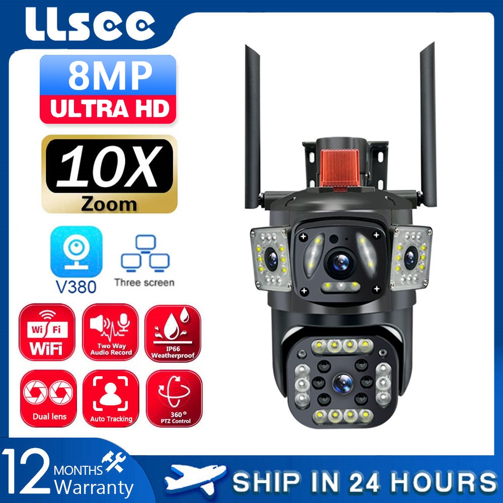 LLSEE V380 4K dual lens 8MP 10x zoom 4G SIM card CCTV wireless WIFI ...