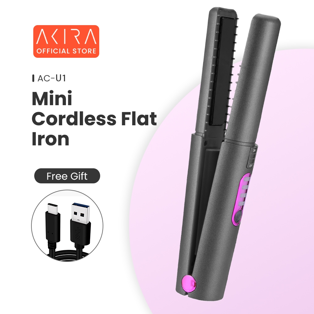 Akiracosme Portable Mini USB Wireless Cordless 2 in 1 Ceramic Hair