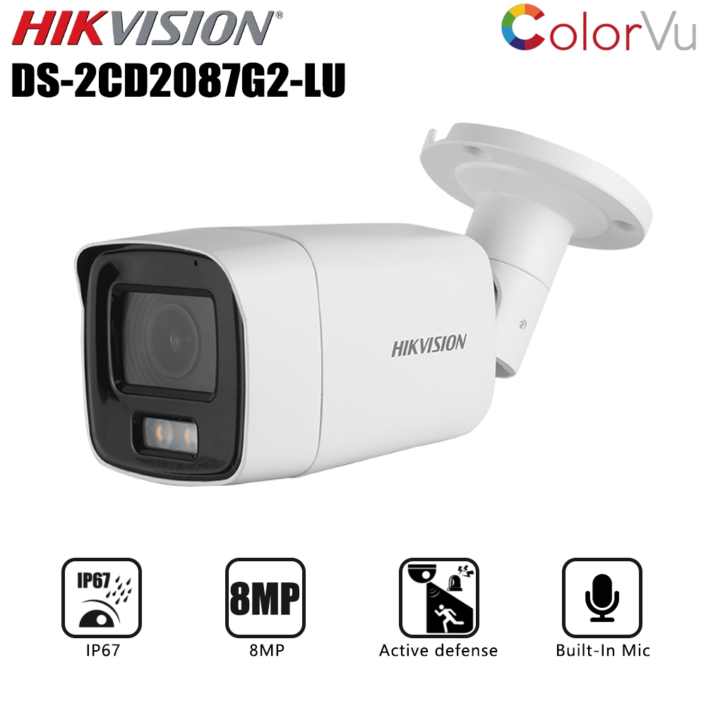 Hikvision 4K 8MP ColorVu AcuSense IP Camera – DS-2CD2087G2-LU, POE, 2.8mm Or 4mm Lens, Turret