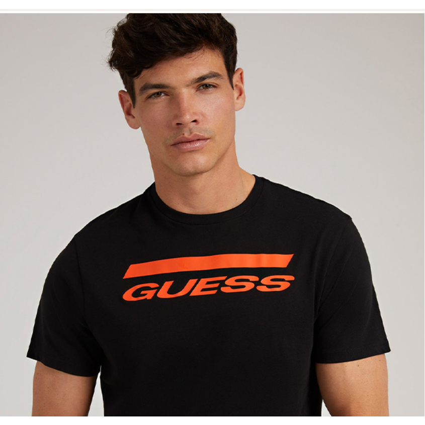 GUESS Men's Youth Fashion Overlay Letter Logo Pullover Pure Cotton T ...