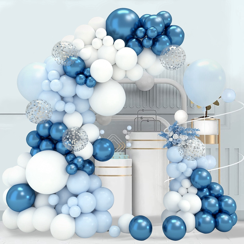 107pcs Baby Blue Balloon Arch Garland Kit Latex White Baloons Birthday ...